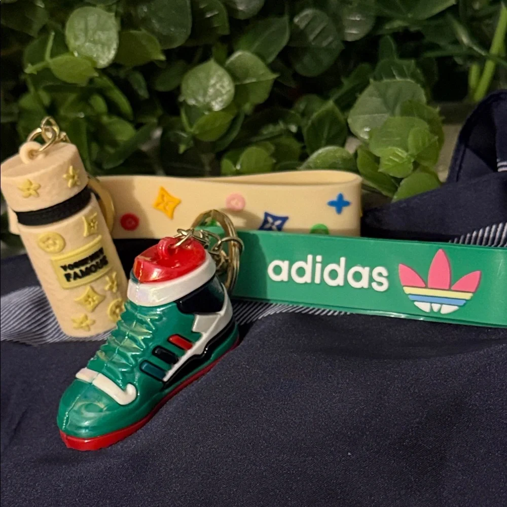 Adidas Green Shoe andCream Fashion Bottle Keychain